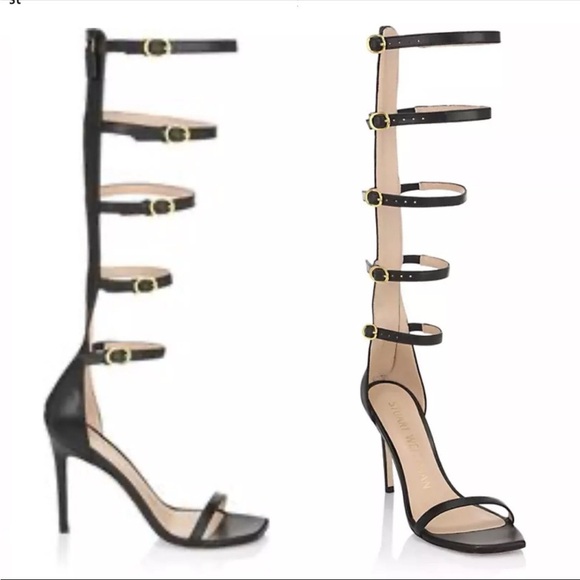 Stuart Weitzman 8 Nudistcurve Black Leather Gladiator Multi-Strap Sandals
NEW - Picture 3 of 6